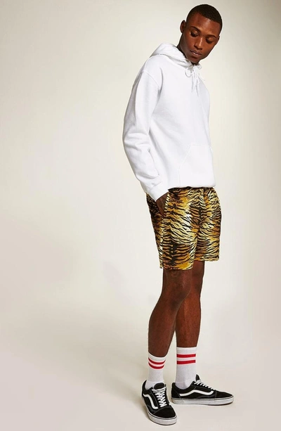 Shop Topman Tiger Print Shorts In Orange Multi