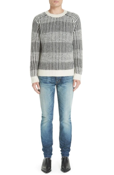 Shop Saint Laurent Cutoff Skinny Jeans In 4351 Blue