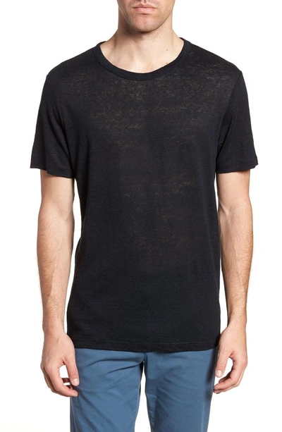 Shop Theory Regular Fit Essential Linen T-shirt In Eclipse