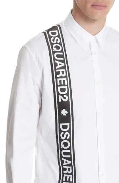 Shop Dsquared2 Logo Trimmed Poplin Shirt In White