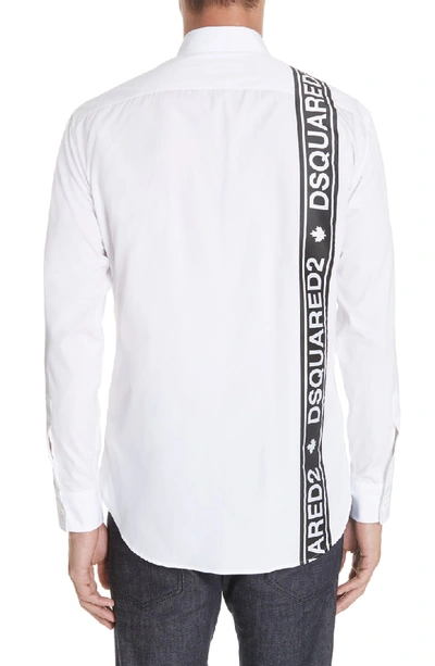 Shop Dsquared2 Logo Trimmed Poplin Shirt In White