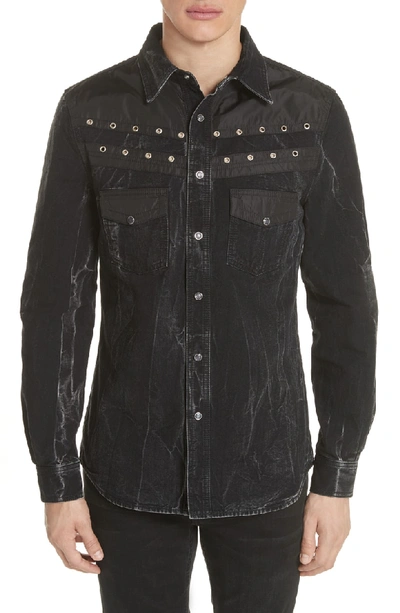 Shop Givenchy Denim Shirt In Black/ Grey