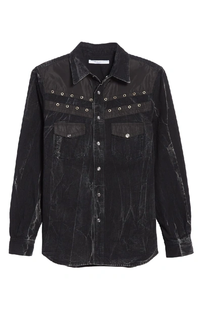 Shop Givenchy Denim Shirt In Black/ Grey