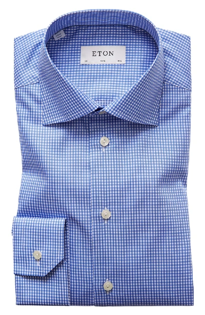 Shop Eton Extra Slim Fit Check Dress Shirt In Blue/ White