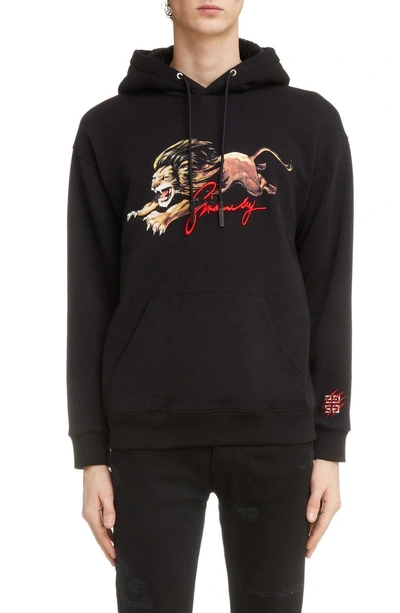 Shop Givenchy Lion Graphic Hoodie In Black