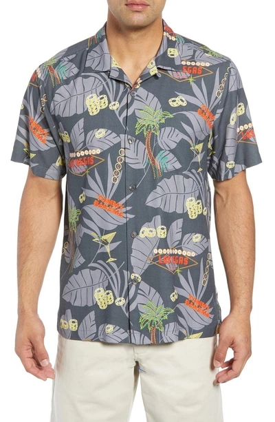 Shop Tommy Bahama Poker In Paradise Silk Camp Shirt In Onyx