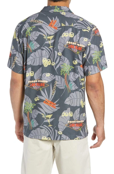 Shop Tommy Bahama Poker In Paradise Silk Camp Shirt In Onyx