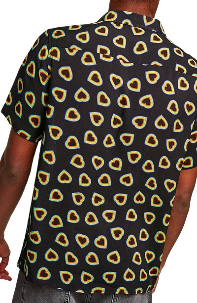 Shop Topman Heart Print Classic Fit Shirt In Navy Multi