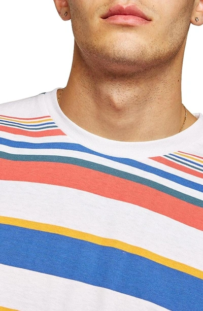 Shop Topman Rainbow Stripe T-shirt In White Multi