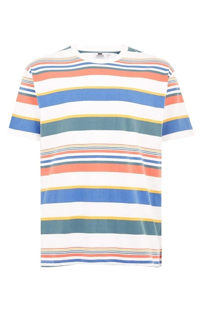 Shop Topman Rainbow Stripe T-shirt In White Multi