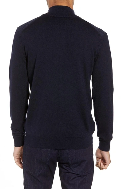 Shop Hugo Boss Emondo Regular Fit Wool Zip Sweater In Blue