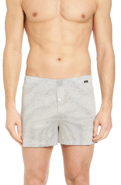 Shop Hanro Sporty Stripe Cotton Boxers In Melange Stripe