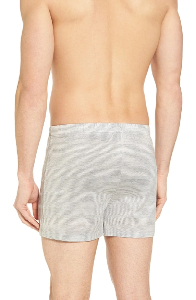 Shop Hanro Sporty Stripe Cotton Boxers In Melange Stripe