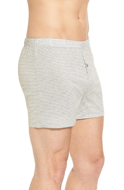 Shop Hanro Sporty Stripe Cotton Boxers In Melange Stripe