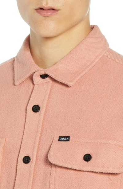 Shop Obey Outpost Flannel Shirt Jacket In Rose