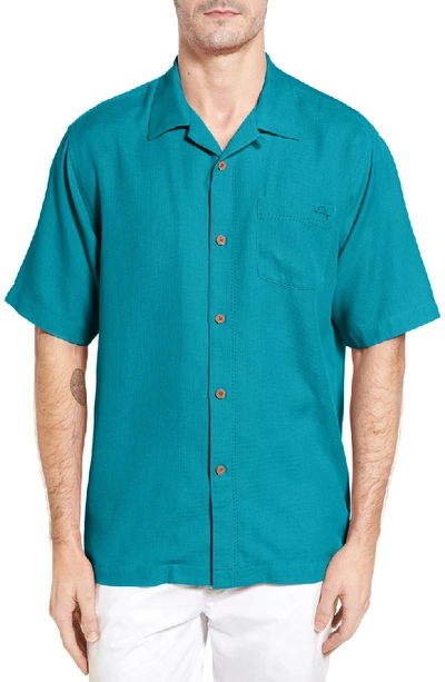 Shop Tommy Bahama Royal Bermuda Standard Fit Silk Blend Camp Shirt In Riviera Azure