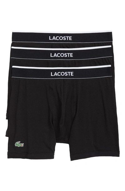 Shop Lacoste 3-pack Boxer Briefs In Black