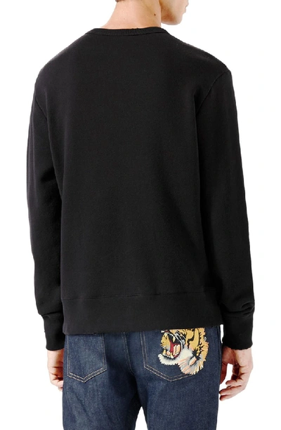 Shop Gucci Logo Print Crewneck Sweatshirt In Black
