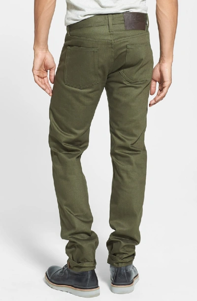 Shop Naked And Famous 'weird Guy' Slim Fit Jeans In Khaki Green Selvedge Chino