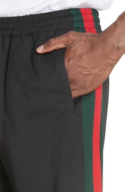 Shop Gucci Stripe Knit Track Shorts In Black