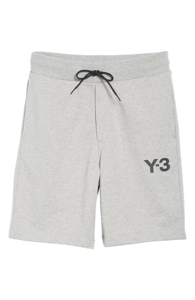 Shop Y-3 Logo Print French Terry Shorts In Grey