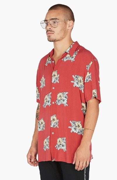 Shop Barney Cools Holiday Woven Shirt In Red Floral