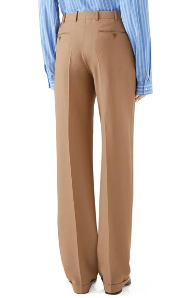 Shop Gucci Pleated Wool Trousers In Khaki