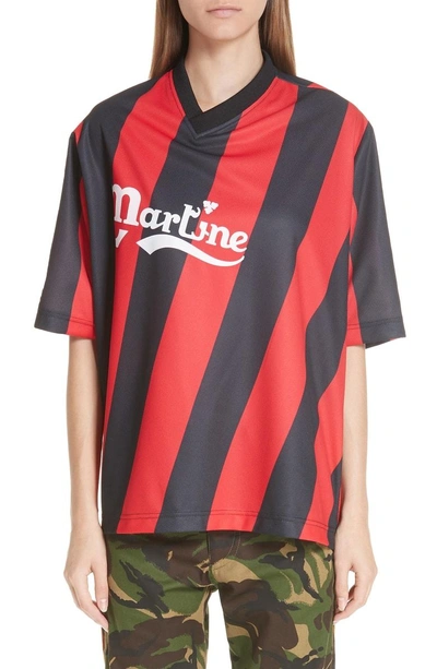 Shop Martine Rose Twist Football Top In Red/ Black
