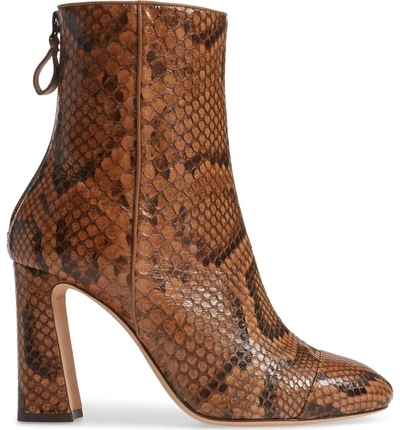 Shop Alexandre Birman Corella Exotic Genuine Python Bootie In Toffee Brown