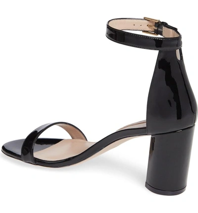 Shop Stuart Weitzman 75lessnudist Ankle Strap Sandal In Black Patent