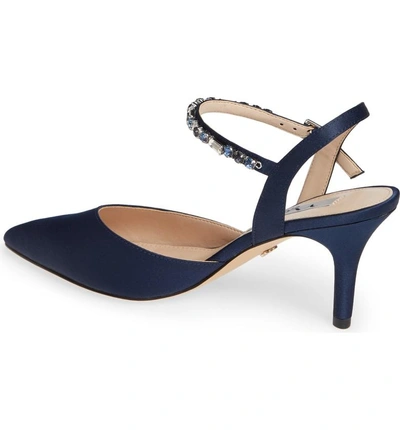 Shop Nina Tonya Pointy Toe Pump In Navy Satin