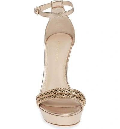 Shop Pelle Moda Olivia Embellished Platform Sandal In Platinum Gold Fabric