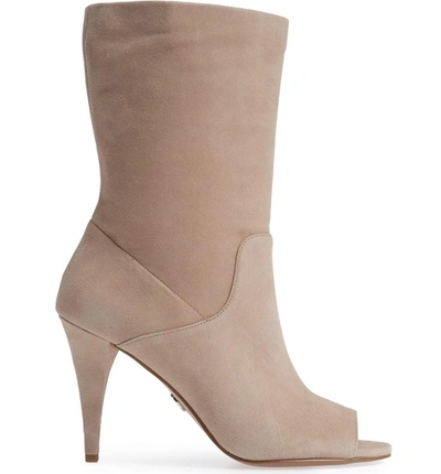 Shop Michael Michael Kors Elaine Open Toe Bootie In Truffle Suede