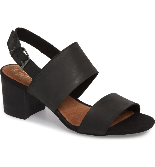 toms black leather sandals