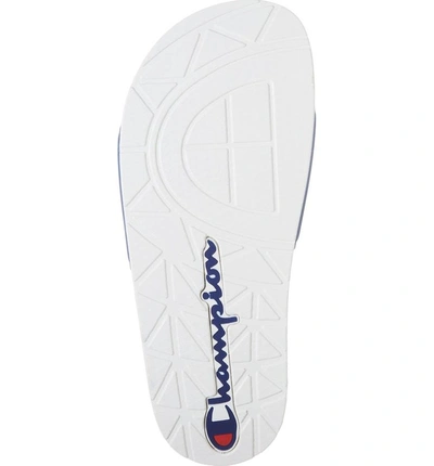 Shop Champion Ipo Sport Slide Sandal In White/ Royal