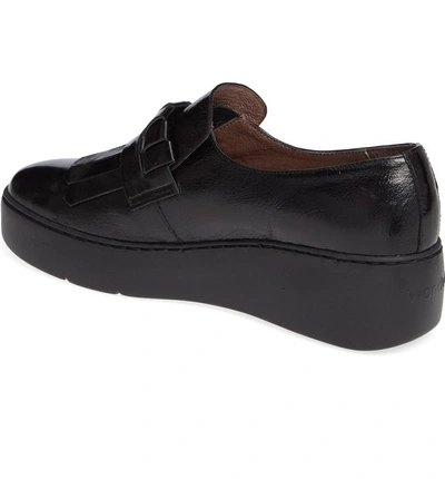 Shop Wonders Kiltie Platform Loafer In Black High Gloss Leather