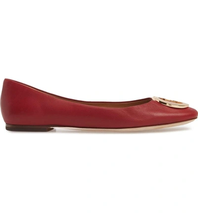 Shop Tory Burch Caterina Ballet Flat In Dark Redstone