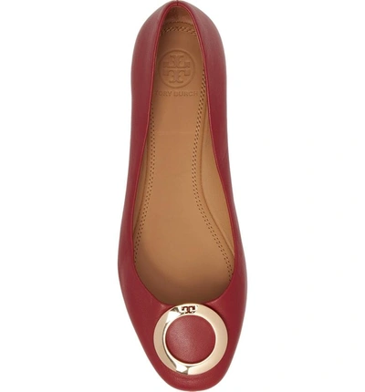 Shop Tory Burch Caterina Ballet Flat In Dark Redstone