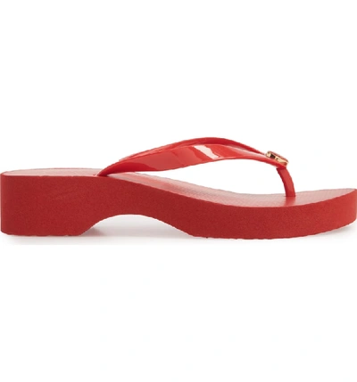 Shop Tory Burch Wedge Flip Flop In Brilliant Red