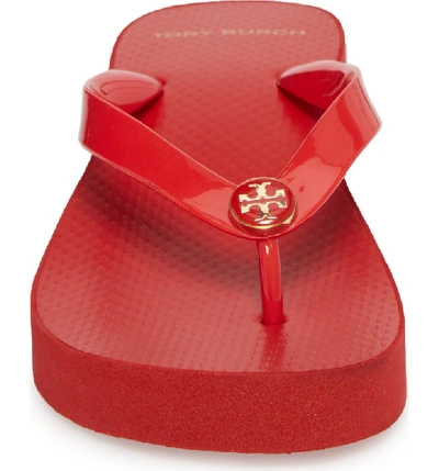 Shop Tory Burch Wedge Flip Flop In Brilliant Red