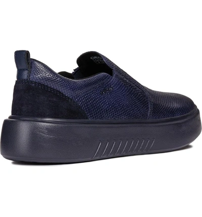 Shop Geox Nhenbus Slip-on Sneaker In Navy Leather