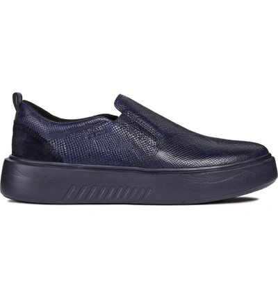 Shop Geox Nhenbus Slip-on Sneaker In Navy Leather