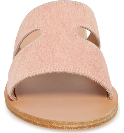 Shop Ancient Greek Sandals Apteros Genuine Calf Hair Slide Sandal In Pink Pony