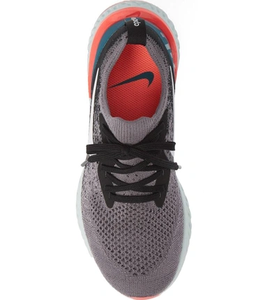Shop Nike Epic React Flyknit Running Shoe In Gun Smoke/ White/ Black/ Teal