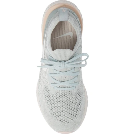 Shop Nike Epic React Flyknit Running Shoe In Light Silver/ Sail/ Mica Green