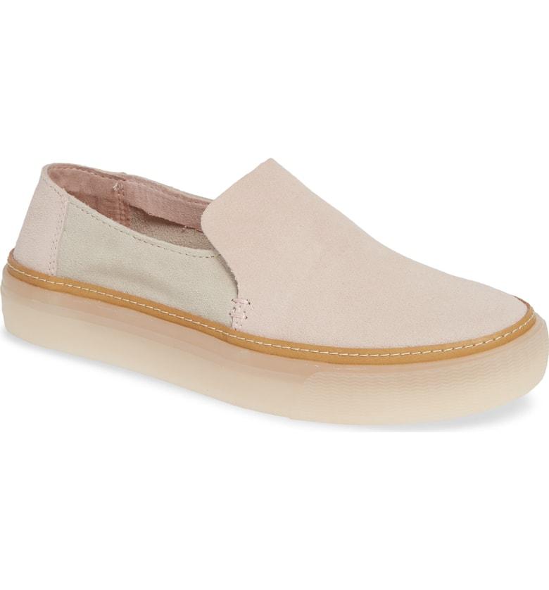 blush colored slip on sneakers