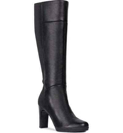 Shop Geox Annya Knee High Boot In Black Leather