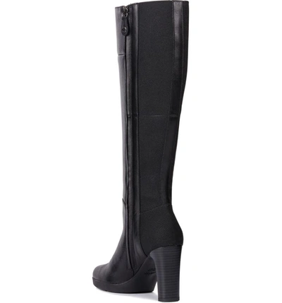 Shop Geox Annya Knee High Boot In Black Leather