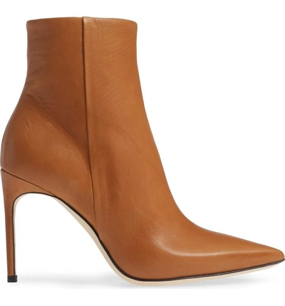 Shop Brian Atwood Vida Pointy Toe Bootie In Camel Leather
