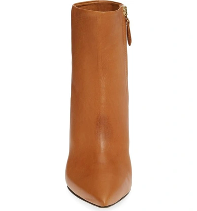 Shop Brian Atwood Vida Pointy Toe Bootie In Camel Leather